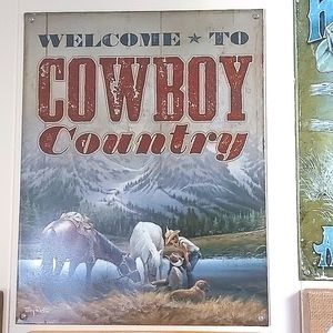 'Welcome to Cowboy Country' Tin Sign